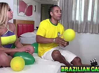 Watching Brazil's World Cup Game Turns into Hot Fucking Session with Sexy Big Ass Blonde Evy Kethlyn from Sensacao Na Pele
