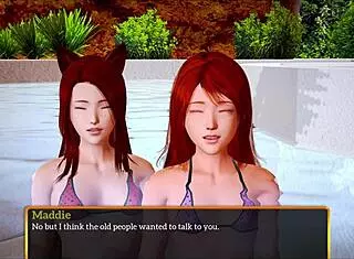 I explore my new family with brunette milf and redhead in game 398.