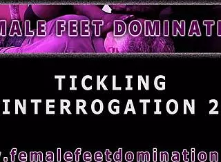 why is this redhead bound for foot tickling by sadistic mistress in interrogation trailer?