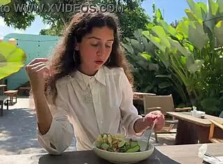 Did you cum on her face in public cafe? She eats lunch with cum covering her face during cumwalk.