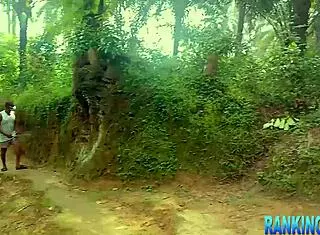 sexy girl wanders into the forest, bending over for big cock doggystyle ride