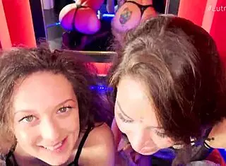 Two Hot Babes Isabella De Laa and Mari Galore Give POV Blowjob