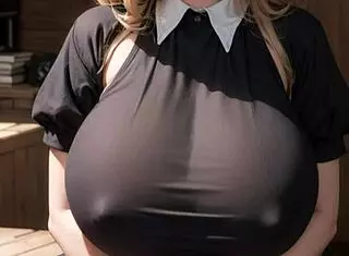 ai generated model girl shows big-tits in ai art 24