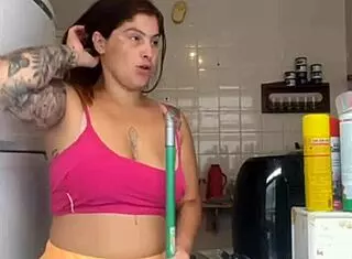 Husband caught me washing the balcony in a bikini.