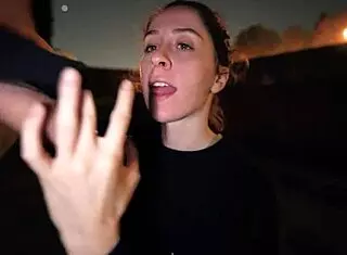 Slutty Teen 18+ Takes on Risky Public Facial Challenge