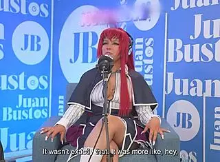 Multiple orgasms hit while evybubbles rides sybian in cosplay on podcast.