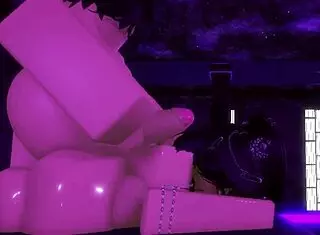 girlfriend moans loud as i cum hard inside her during intense roblox doggystyle session.