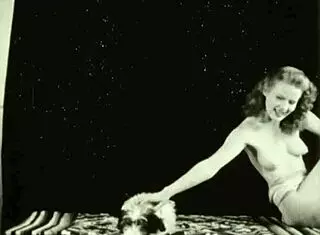 hey, check out this vintage pussy and pooch action outdoors with hairy retro antique vibes 😏🐶