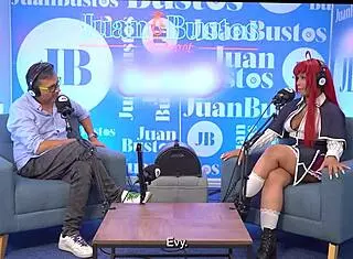 Multiple orgasms hit while evybubbles rides sybian in cosplay on podcast.