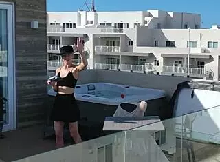 Daisy takes to the skies as a pilot, flashing her assets in a solo pool dance session. She teases with dirty talk and ass worship.