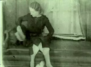 hey, check out this vintage pussy and pooch action outdoors with hairy retro antique vibes 😏🐶