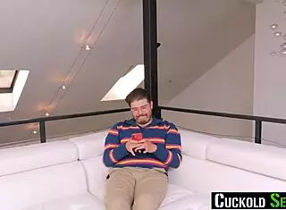 Cuck Boy Drops Game When He Spots Girlfriend Riding And Bent Over In Cuckold Session