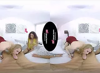 Guy pays two shemales with big tits in lingerie and stockings for 3some pounding!