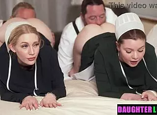 Stepfathers Finding That Both Stepdaughters Have Amazing Asses and Pure Hearts in Taboo Old and Young 18+ Orgy