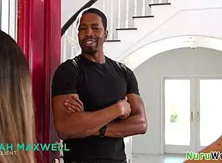 Asian Cutie Petite 18+ Busty Masseuse Covered In Sexy Tats Gives Black Client Nuru Massage - Isiah Maxwell Linda Lan!