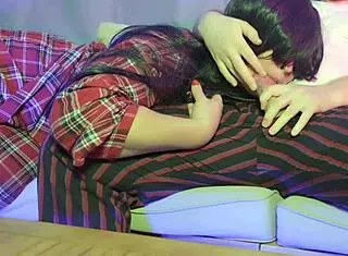 stepdad and stepdaughter share couch