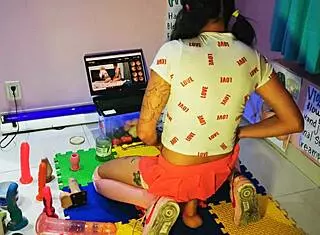 Teen Otaku Schoolgirl In Miniskirt And Pigtails Gets Fucked While I Masturbate With Huge Dildo