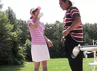 Skinny Japanese Teen 18+ Give Uncensored Risky Public Blowjob To Older Guy At Golf Lesson!