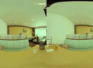 I dive into VR fun with exposed sex in a family restaurant, feeling super embarrassed in kinky lingerie.