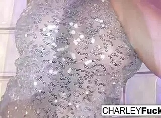 Charley chase performs hot solo masturbation with big tits and pussy on bar stool