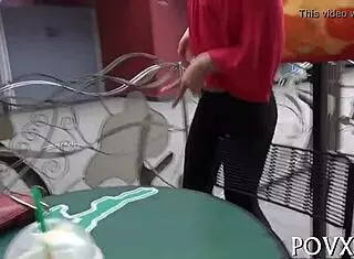 Fellatio performed in an outdoor setting with a couple engaging in pov style