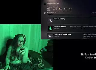 Naked brunette with glasses and big natural tits plays at lake house