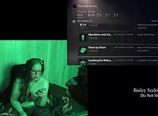 Naked brunette with glasses and big natural tits plays at lake house