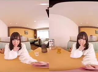 I dive into VR fun with exposed sex in a family restaurant, feeling super embarrassed in kinky lingerie.