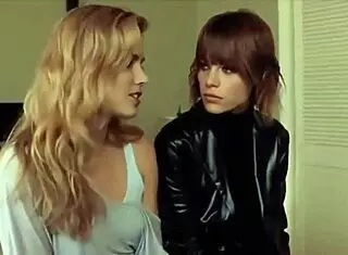 Lesbian Kissing In Movie Scene With Passionate Embrace