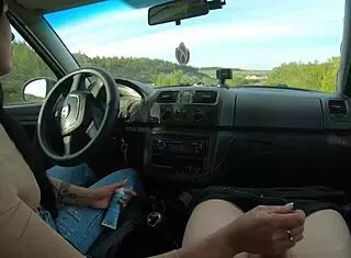 Public road car handjob