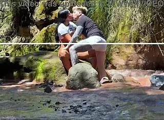 Amateur couple records teen Latina fucking with hermanastro outdoors by the river in homemade doggystyle action! 🌊🍑