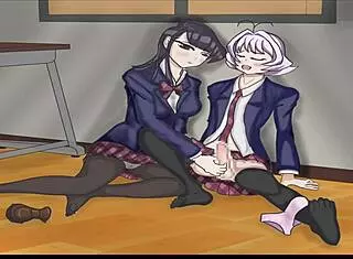 Komi gives an intense blowjob in this classroom animation!