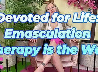 Devoted slave undergoes emasculation therapy under goddess's command