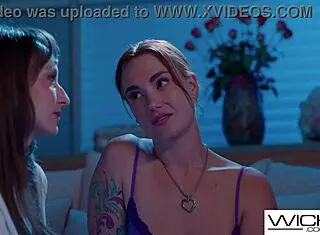 Lexi Luna dives into her fantasy, licking and kissing that hot redhead babe's big tits and tattooed pussy in a wild lesbian session