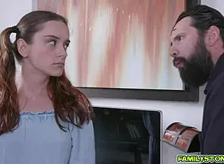 oh stepdad, punish my tight teen pussy hard. lily glee moans as he slams her in the garage.