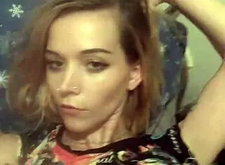 Young skinny girl teases her sexy clit in solo masturbation session with natural tits close up.