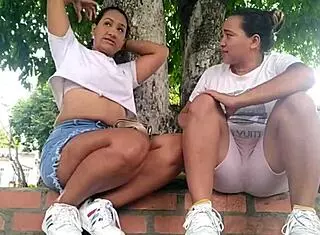 Let's head to the public park and start touching our intimate parts while kissing passionately, getting each other off