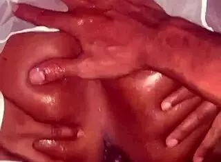 Beautiful brunette Latina brunetteflower1 oils up her huge ass for hard amateur anal fucking in cute close-up session.