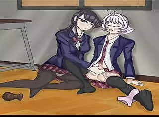 Komi gives an intense blowjob in this classroom animation!