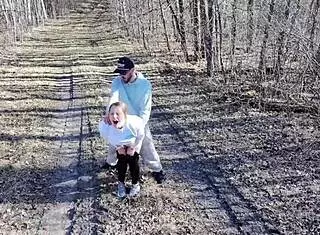 curvy babe takes cock in public shower and camp