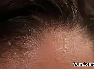 Oh man, this spicy centerfold just took a huge sperm load right on her face and swallowed every bit of that jizz.