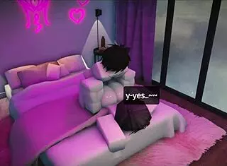 In the roblox studio condo, he grabs the cute fan and starts fucking her rough. Bent over doggystyle leads to intense passionate session.