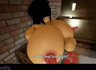 she teases with massive roblox tits before intense paizuri action unfolds in video