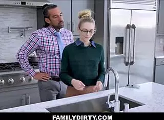 Skinny Blonde Teen 18+ Stepdaughter Takes Big Dick Stepdad on Kitchen Counter!