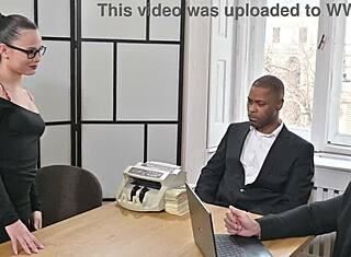 femme fatale lucy mendez takes interracial double penetration with ass to mouth in lingerie