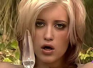 super skinny bikini bimbo enjoys lesbian play with sexy slut using dildo