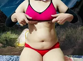 hey, caught my asian stepsister with big natural tits going nude while camping at night 🌙🔥