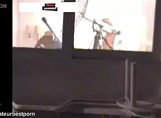 sneaky couple leaves party but gets caught fucking on penthouse balcony