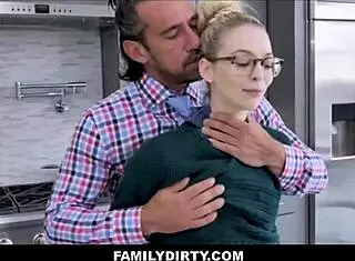 Skinny Blonde Teen 18+ Stepdaughter Takes Big Dick Stepdad on Kitchen Counter!