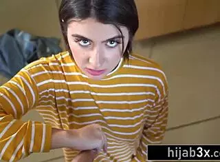 sexy middle-eastern teen 18+ attempts sucking cock for first time as babysitter